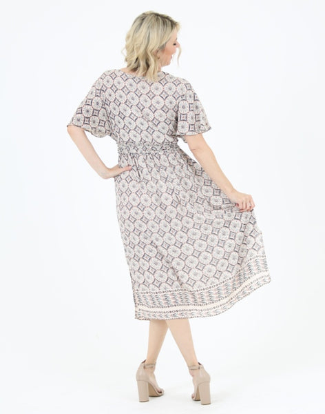 Empire Waist Summer Dress ~ Cream & Brown Print – Savona's Bohemian Boutique