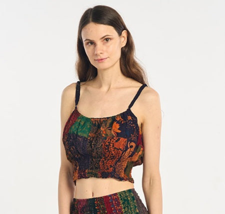 Patchwork Crop Top ~ Cinnamon