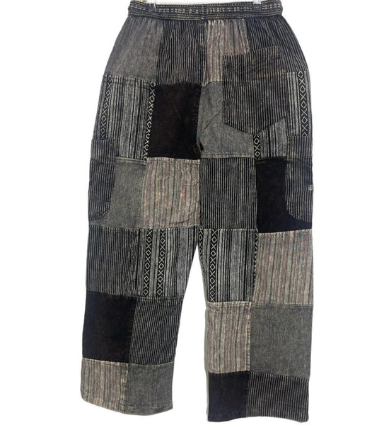 Cotton Patchwork Pants ~ Black & Grays