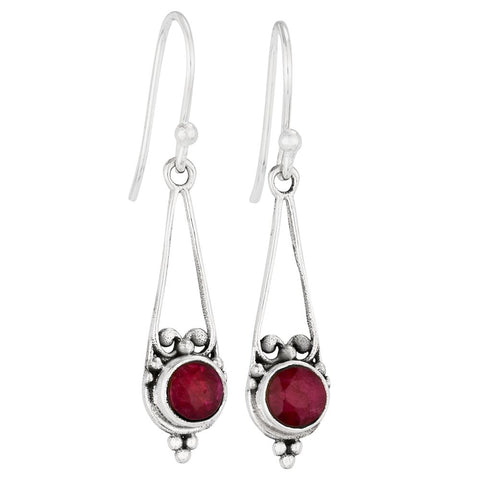Sterling Silver & Ruby Earrings