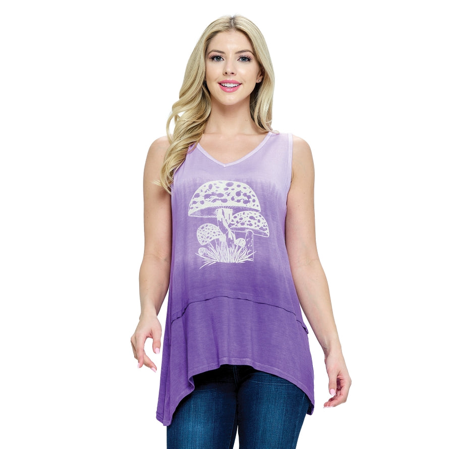 Mushroom Design Tank Top ~ Lavender