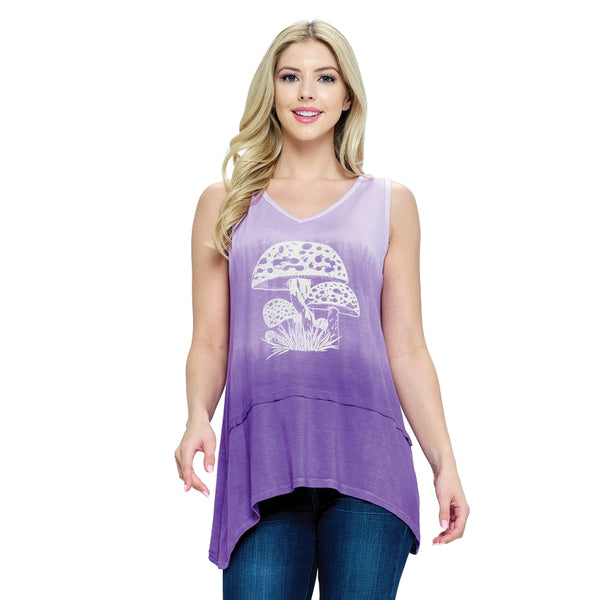 Mushroom Design Tank Top ~ Lavender