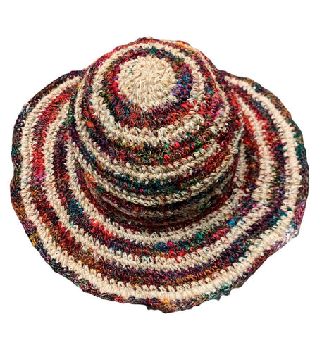 Hemp & Recycled Silk Hat ~ Natural & Burgundy
