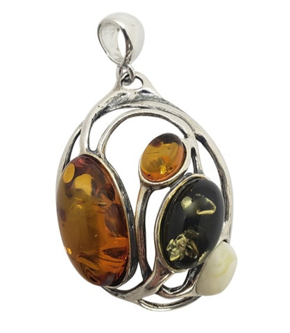 Amber & Sterling Silver Pendant ~ Multiple Amber Colors!