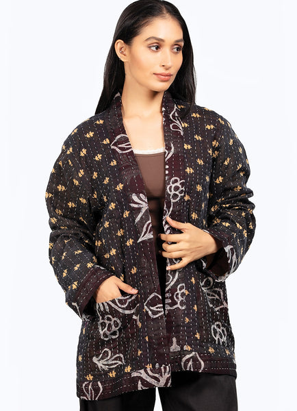 Black Kantha Cotton Jacket