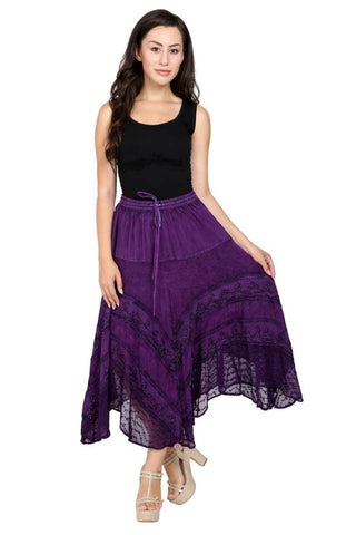 India Mid-Length Skirt ~ Triangle Hem ~ Purple