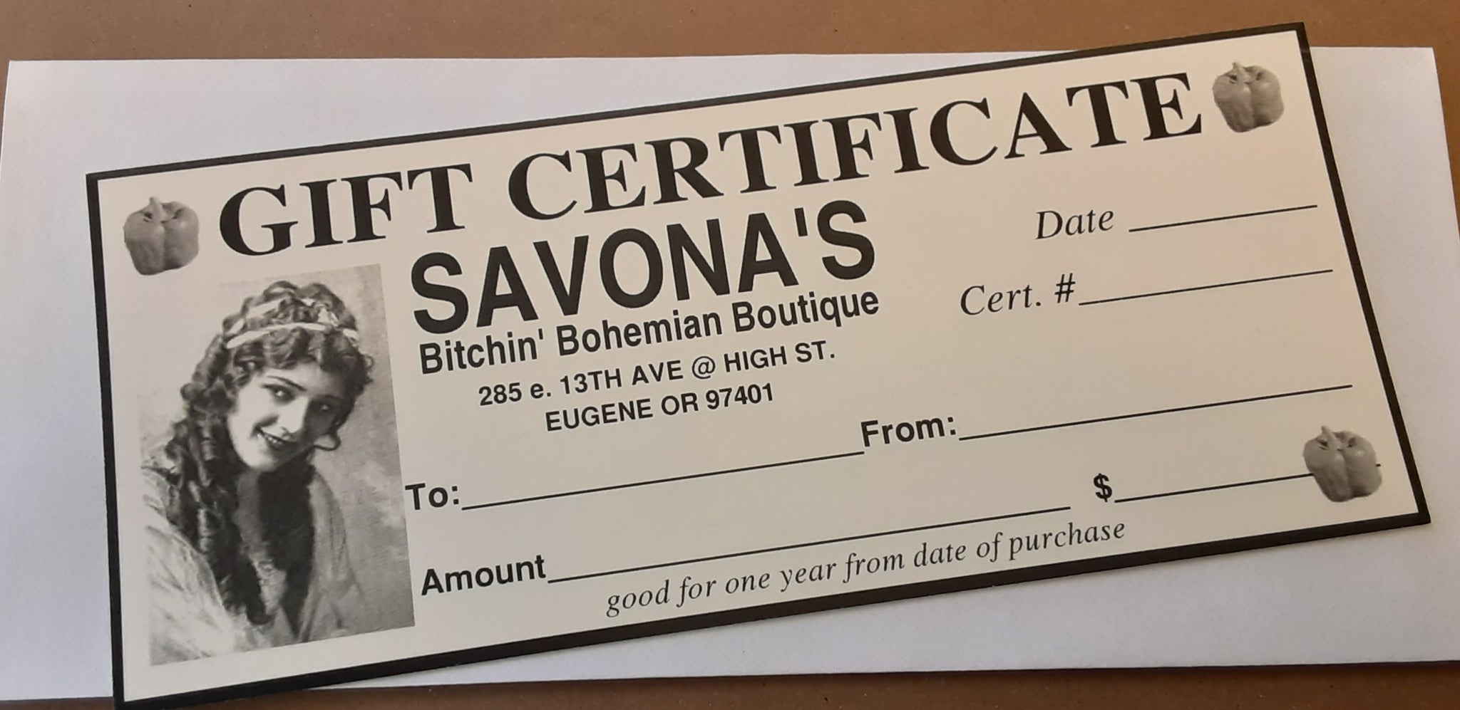 GIFT CERTIFICATE ~ $25.00