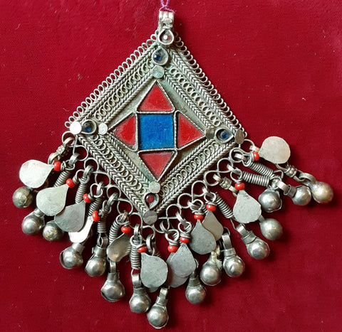 Vintage Tribal Afghanistan Piece ~ Medium-Small Diamond Shaped Pendant