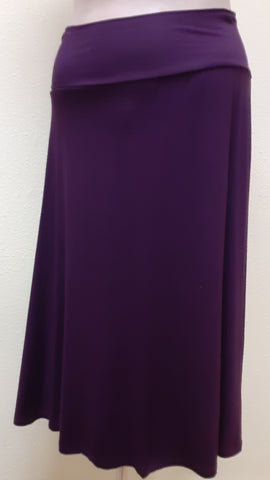 Rayon Knit Skirt - Knee Length - Eggplant Purple