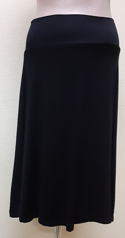 Rayon Knit Skirt - Knee Length - Black