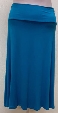 Rayon Knit Skirt - Knee Length - Turquoise