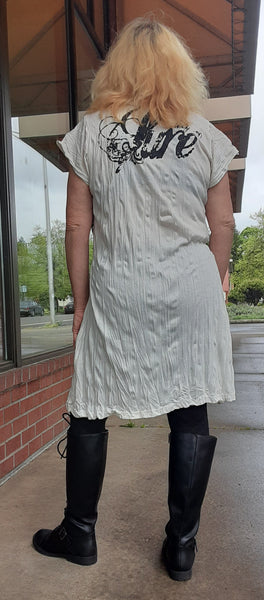 Cotton Tee Shirt Dress ~ Elephant Print in White