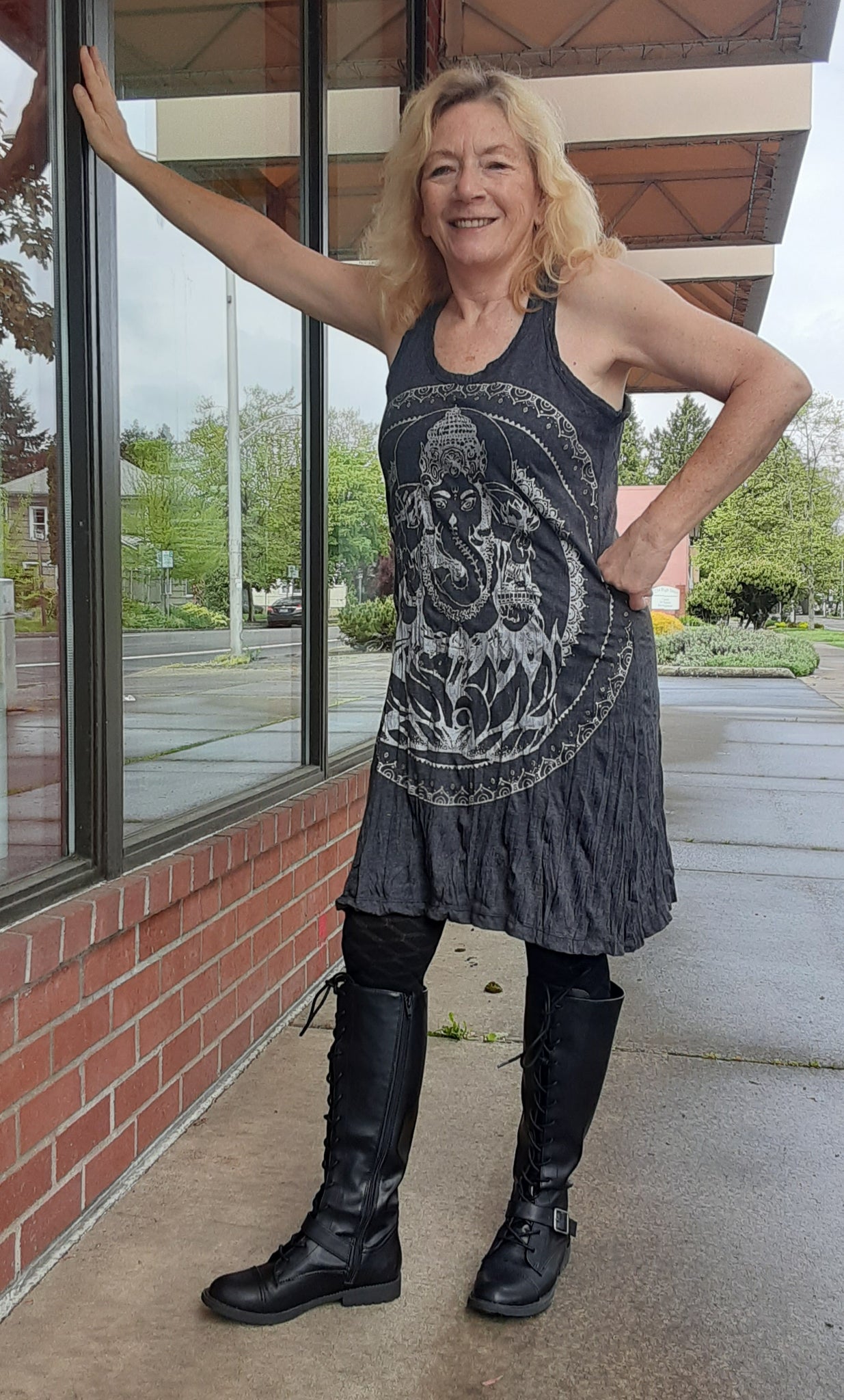 Cotton Tank Dress ~ Ganeshe Elephant Print in Three Colors