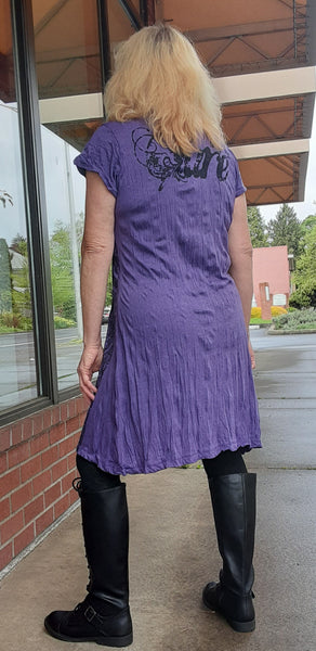 Cotton Tee Shirt Dress ~ Elephant Print in Purple