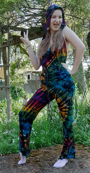 Tie-Dye Romper Onesie!!! Backless with Hood! Two Color Combos