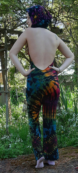 Tie-Dye Romper Onesie!!! Backless with Hood! Two Color Combos
