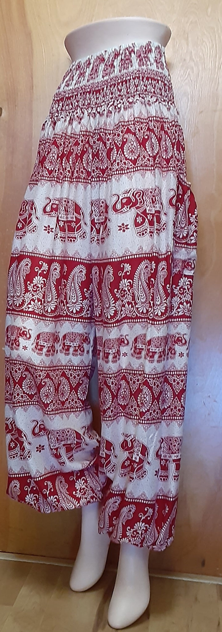 Harem Pants with Ruched Waist Red Elephants