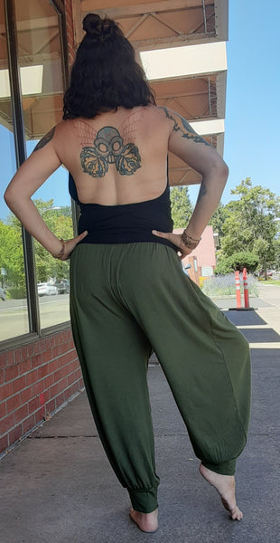 Harem Pants - Solid Color - Olive Green