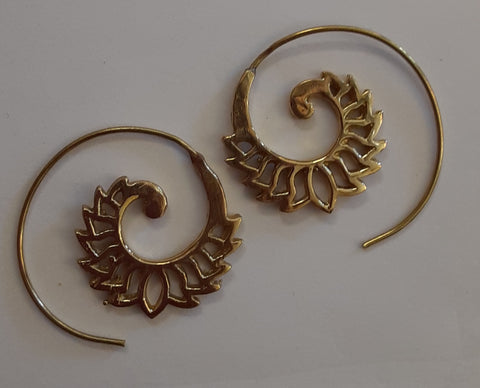 Spiral Brass Earrings from India - Foxtails - 3 sizes