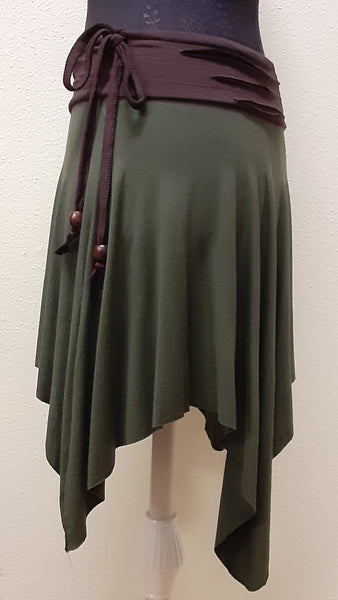 Faerie Hankie Hem Skirt - Olive Green