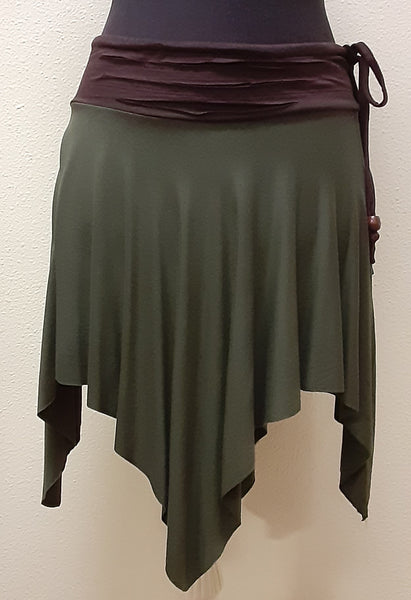 Faerie Hankie Hem Skirt - Olive Green
