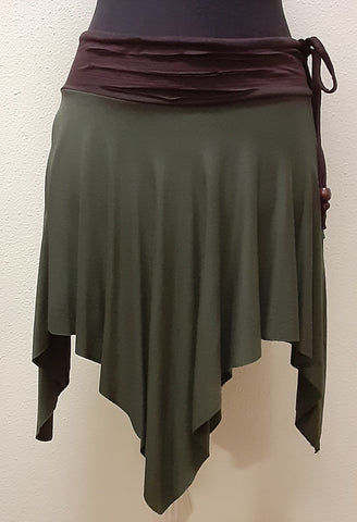 Faerie Hankie Hem Skirt - Olive Green