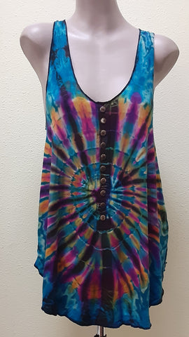 Tie-Dye Racer Back Tank - Teal