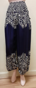Harem Pants - Swirly Pattern - Navy Blue