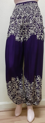 Harem Pants - Swirly Pattern - Purple