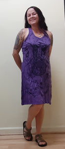 Cotton Tank Dress -- Hamsa Print in Purple