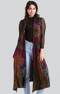 Tie-dye Long Vest -  Gray