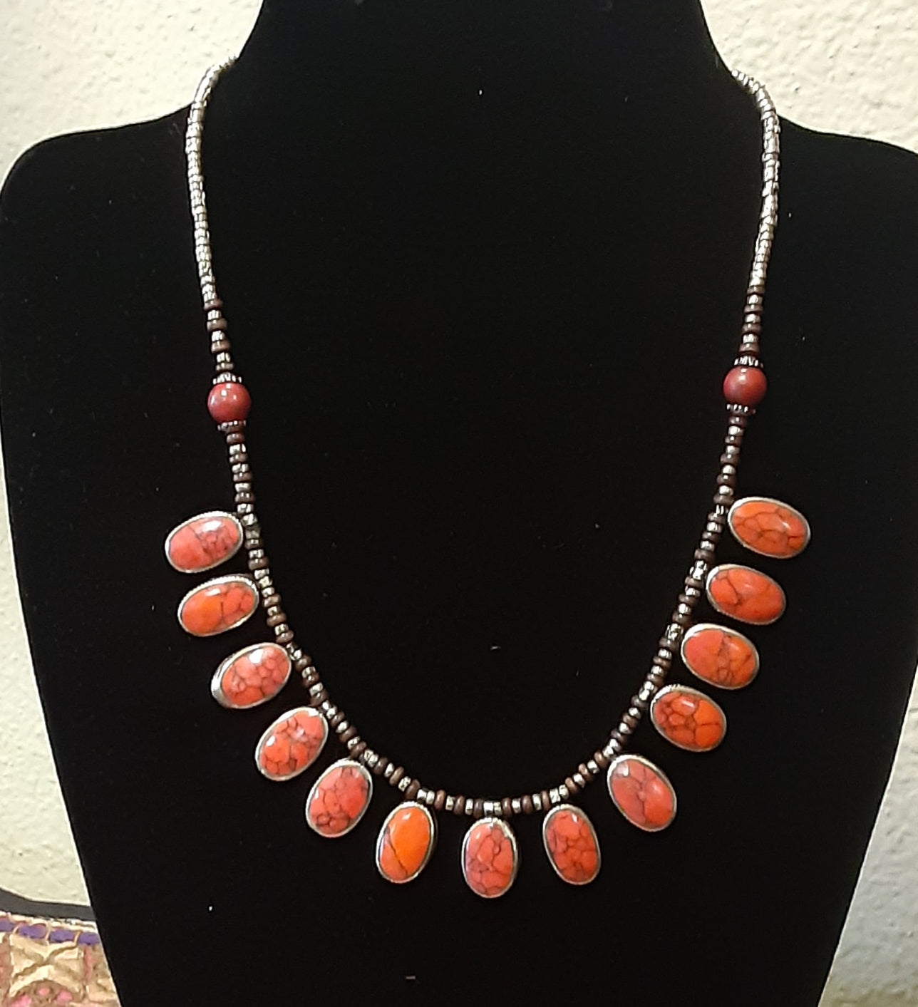 Traditional Necklace from Afghanistan - Red Ovals