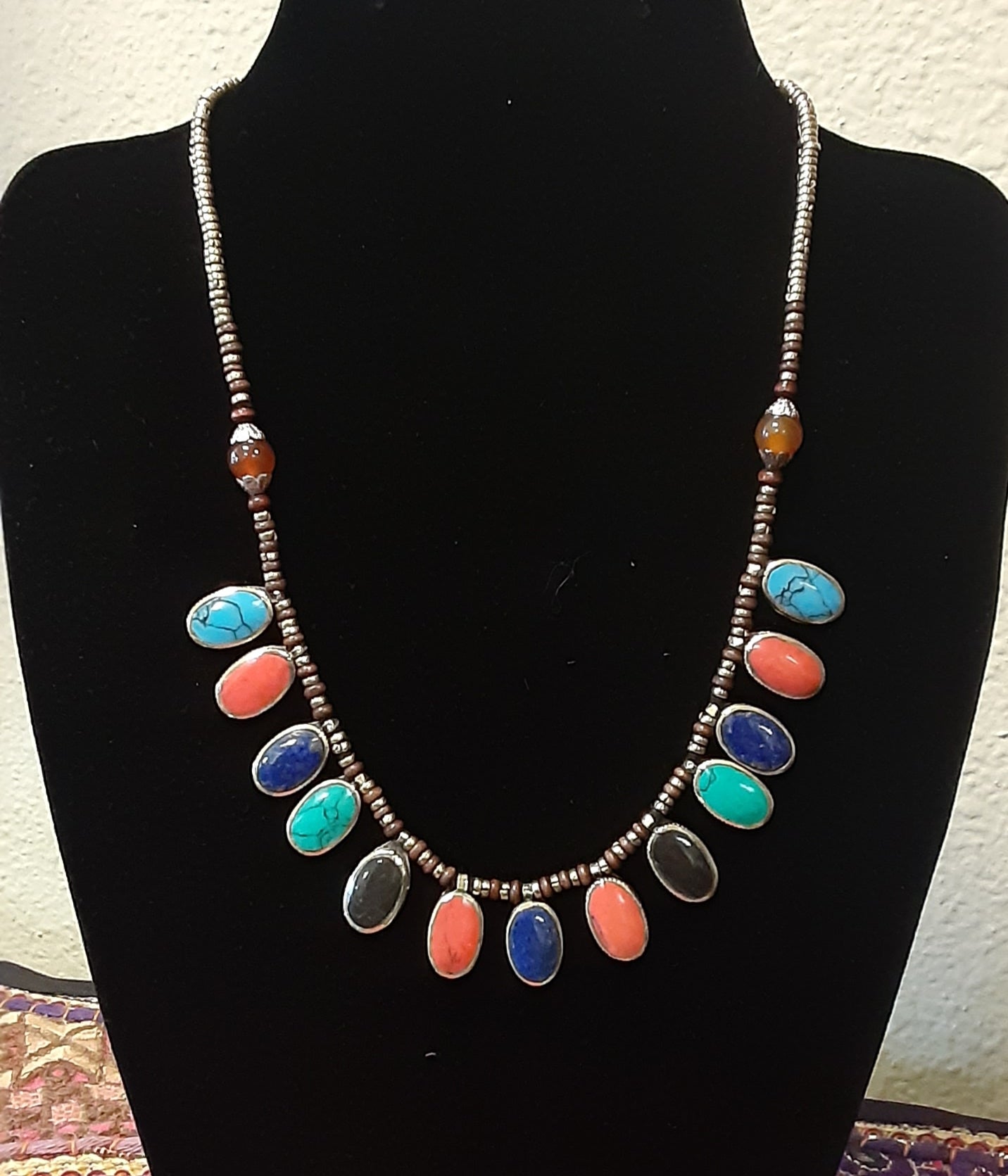 Traditional Necklace from Afghanistan - Multicolored Ovals