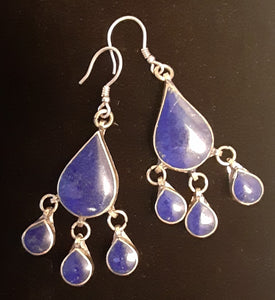 Tribal Afghanistan Earrings - Lapis Tear Drops