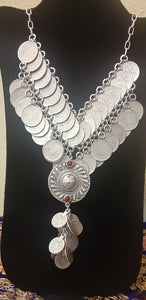 Turkish Necklace - Coins with Red Stones