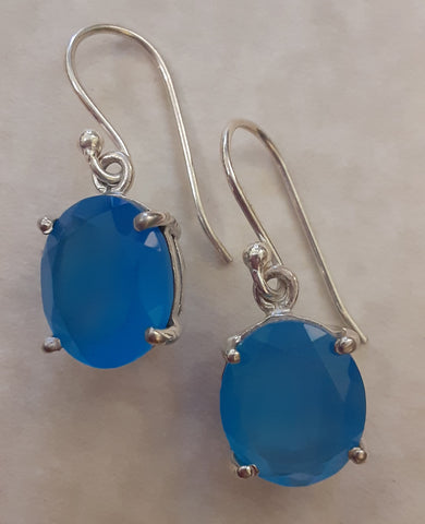Sterling Earrings - Faceted Chalcedony