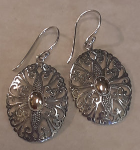 Sterling Silver Earrings ~ Oval Medallions