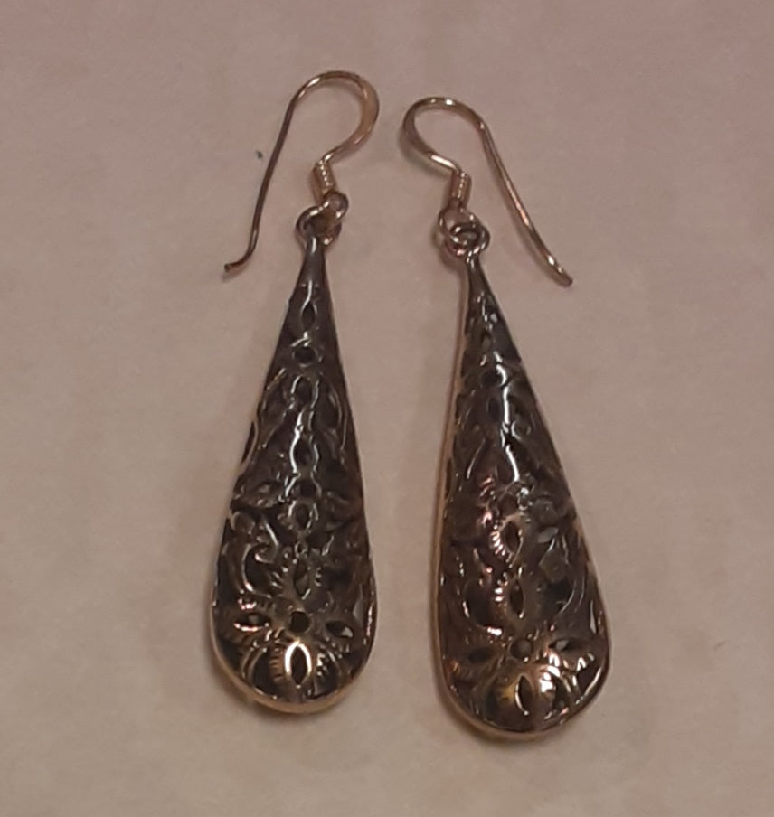 Brass Earrings from Thailand ~ Elongated Drops