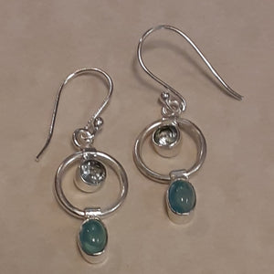 Sterling Silver Earrings ~ Chalcedony Circles