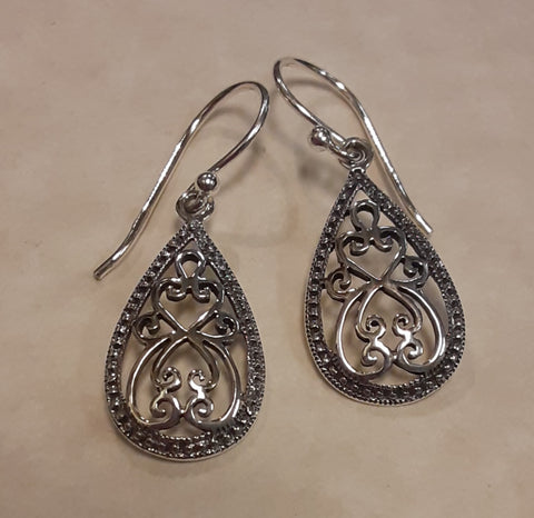 Sterling Silver Earrings ~ Embellished Drops