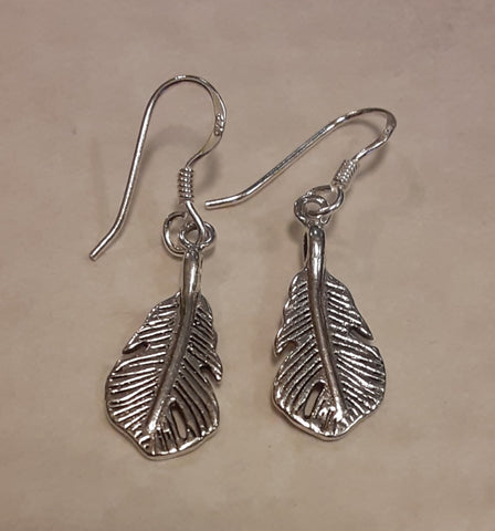 Sterling Silver Earrings ~ Small Feathers