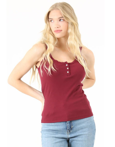 Cotton Tank Top - Burgundy