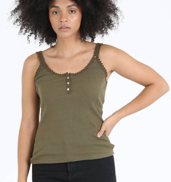 Cotton Tank Top - Olive Green