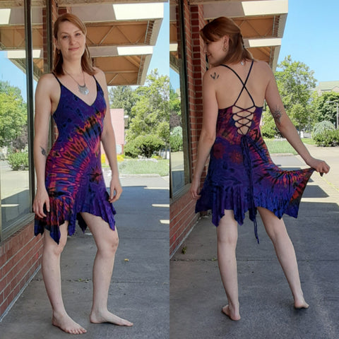 Lace Back Tie-Dye Dress ~ Purples!