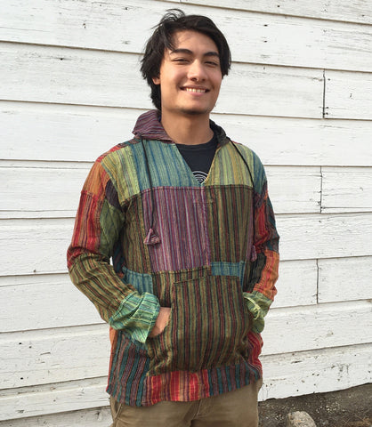 Patchwork cotton Pullover Hoodie