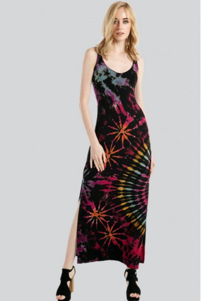 Corset Back Tie-Dye Maxi Dress ~ Three Color Combos!