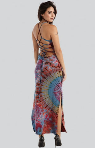 Corset Back Tie-Dye Maxi Dress ~ Three Color Combos!