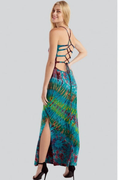 Corset Back Tie-Dye Maxi Dress ~ Three Color Combos!