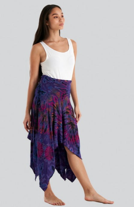 Tie-Dye Hankie Hem Skirt ~ Purple